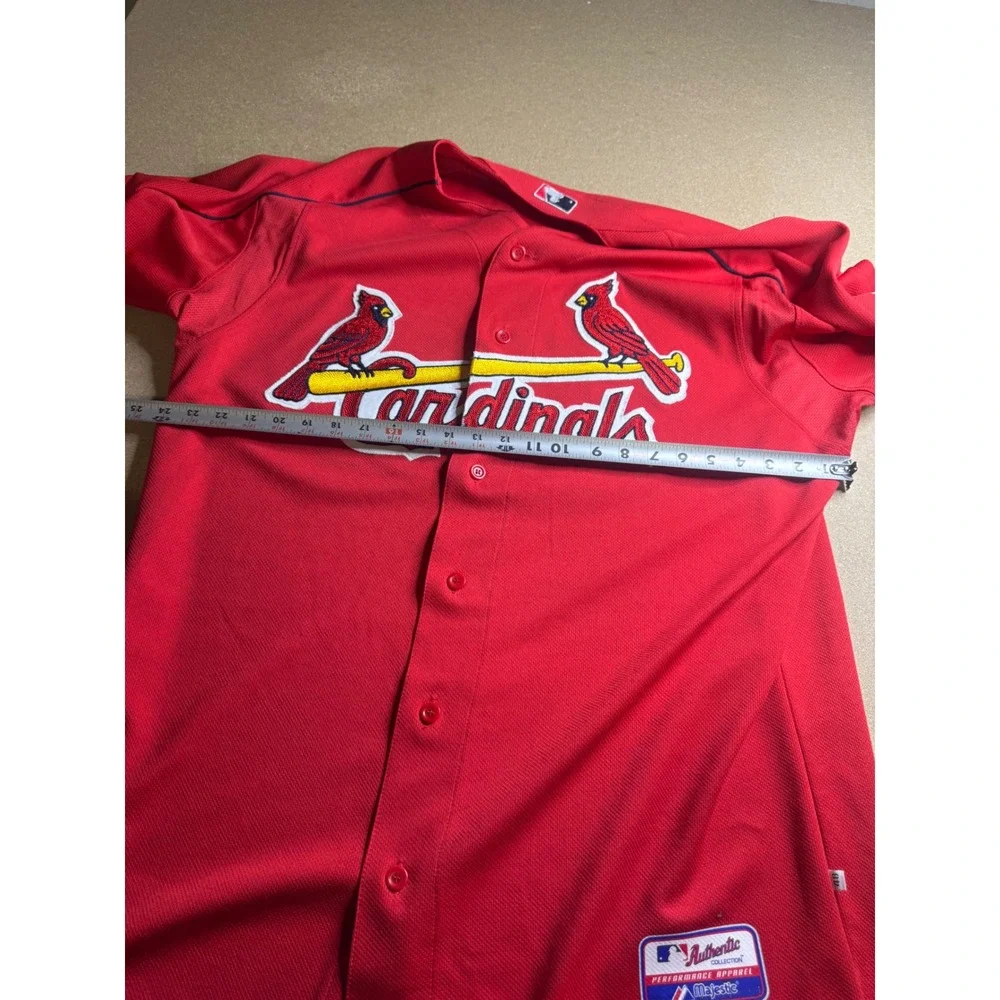 Majestic St Louis Cardinals MLB Authentic Red Jersey Mens 48 Number 9 Baseball - Picture 5 of 7